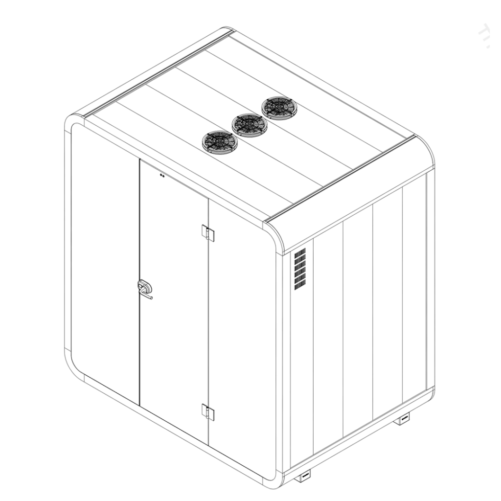 Large private office pod dimensional drawing